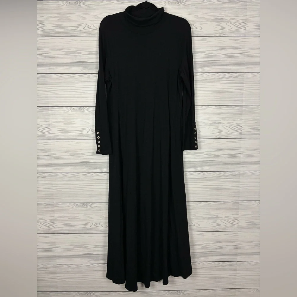 Soft Surroundings Black Jackie Knit Midi Dress Size Large Modal Blend - Picture 2 of 8